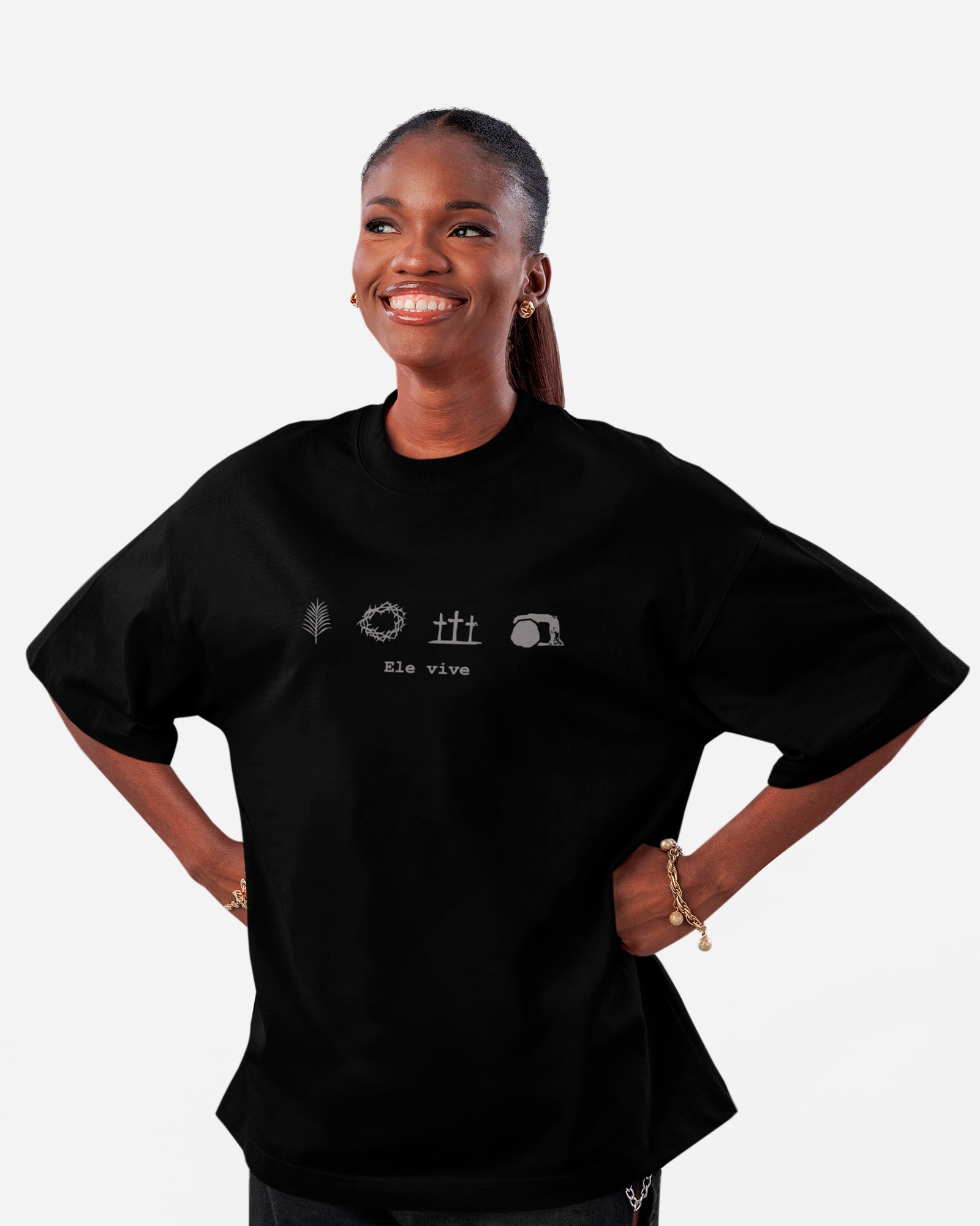 Camiseta de Algodão Ele Vive