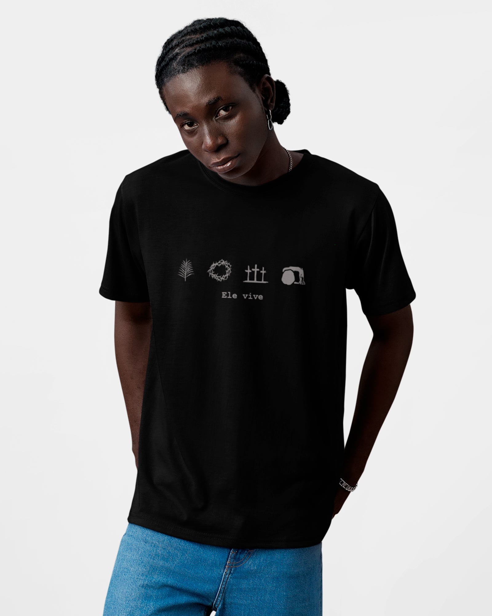 Camiseta de Algodão Ele Vive