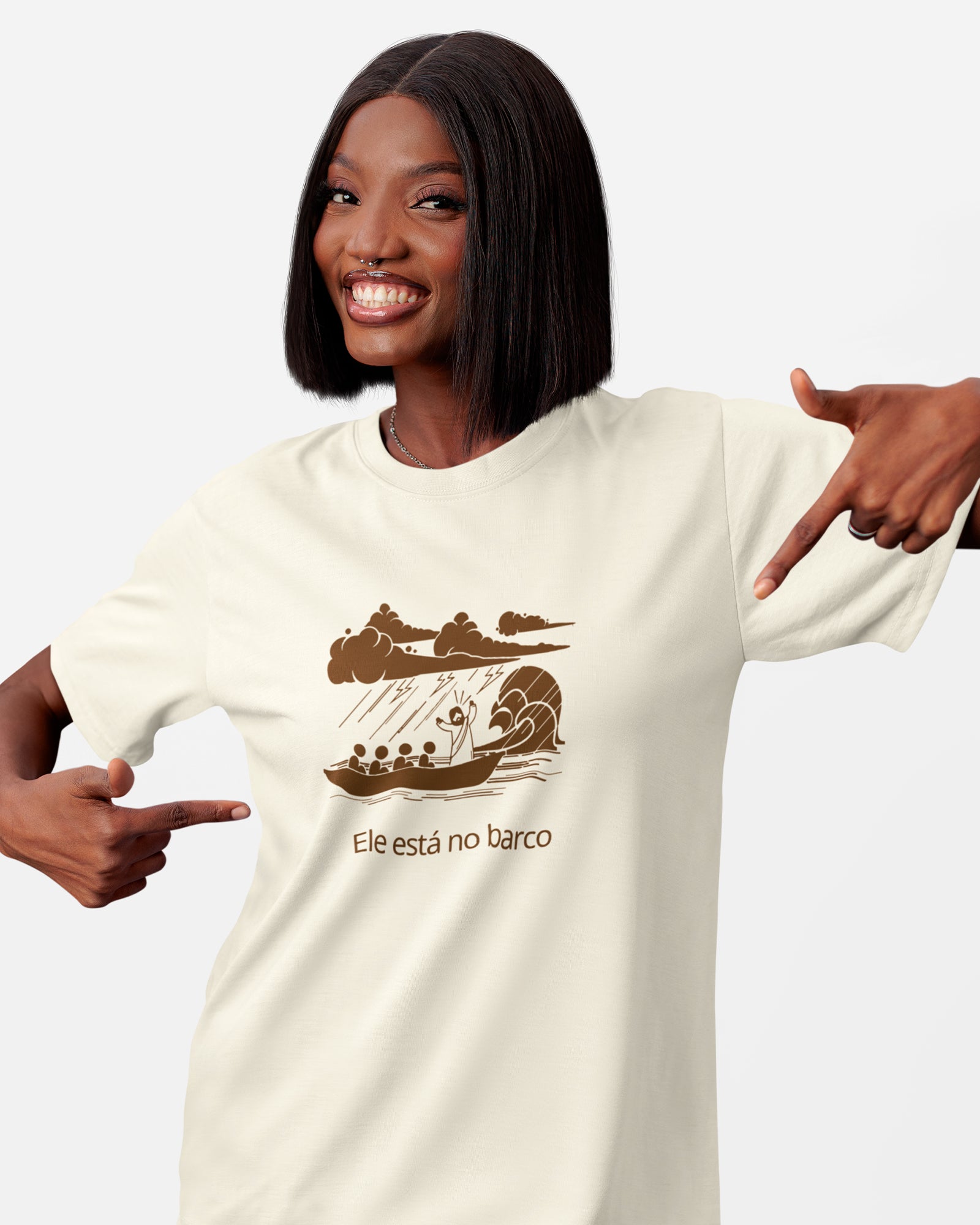 Camiseta de Algodão Ele Está No Barco