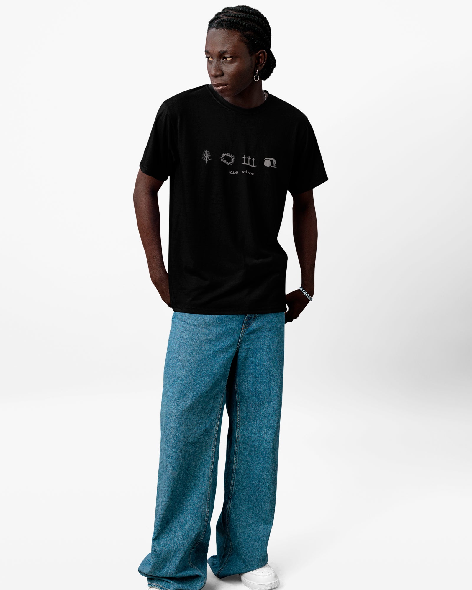 Camiseta de Algodão Ele Vive