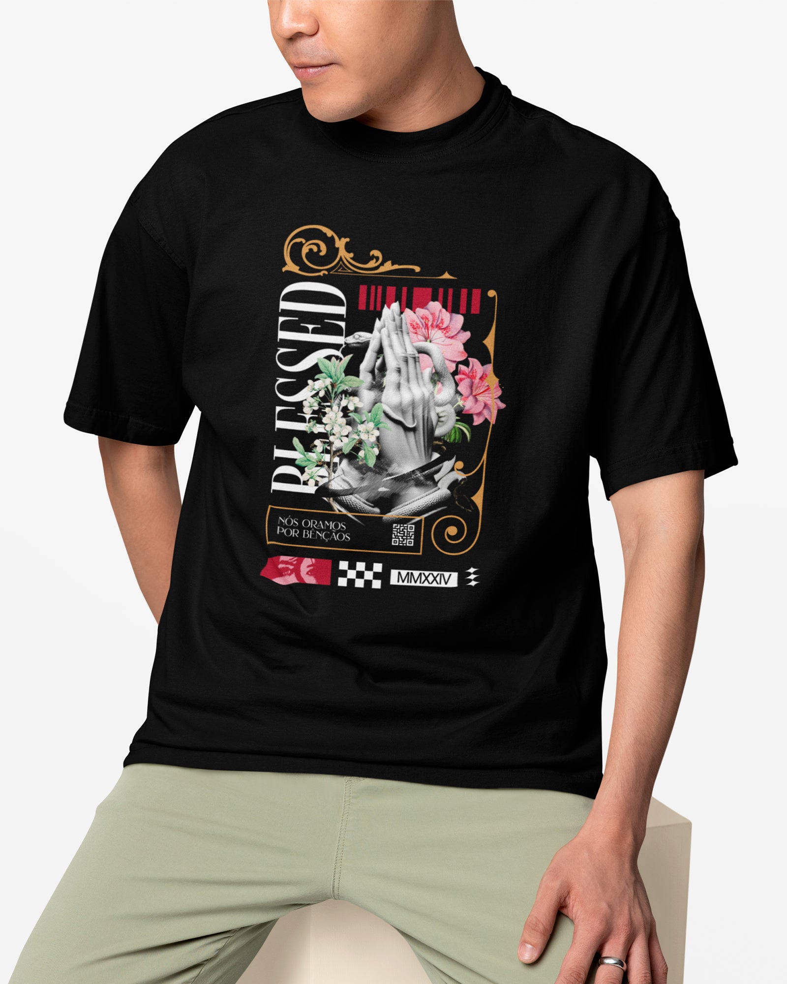 Camiseta de Algodão Nós Oramos Por Bençãos