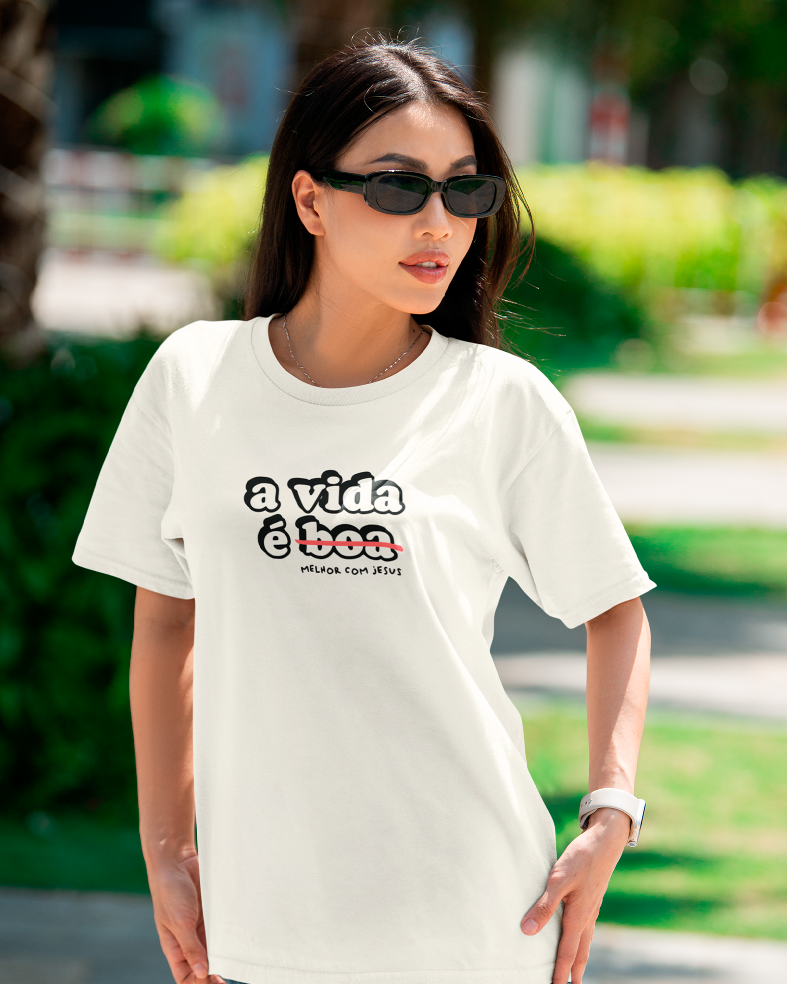 Camiseta de Algodão A Vida É Melhor Com Jesus