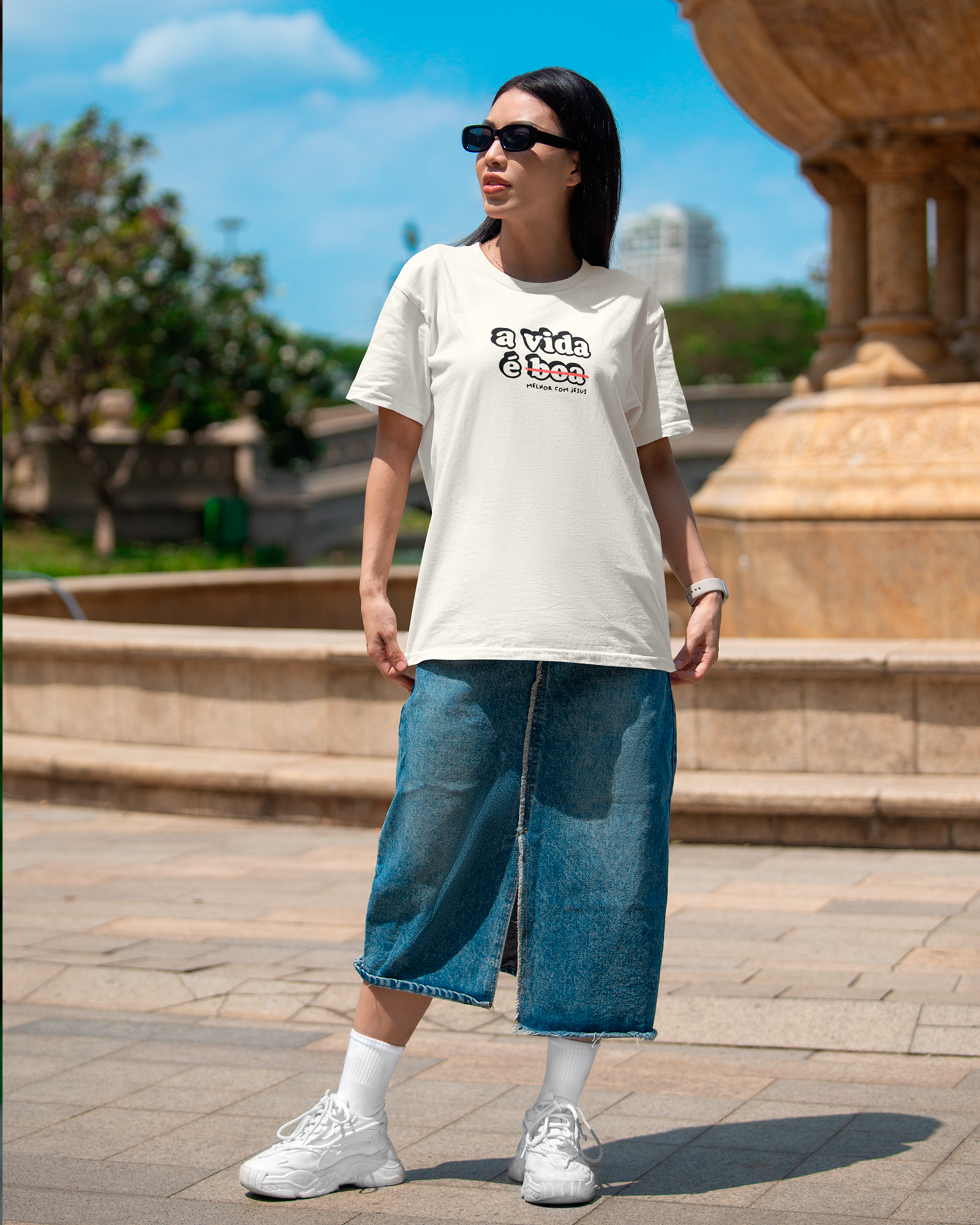 Camiseta de Algodão A Vida É Melhor Com Jesus