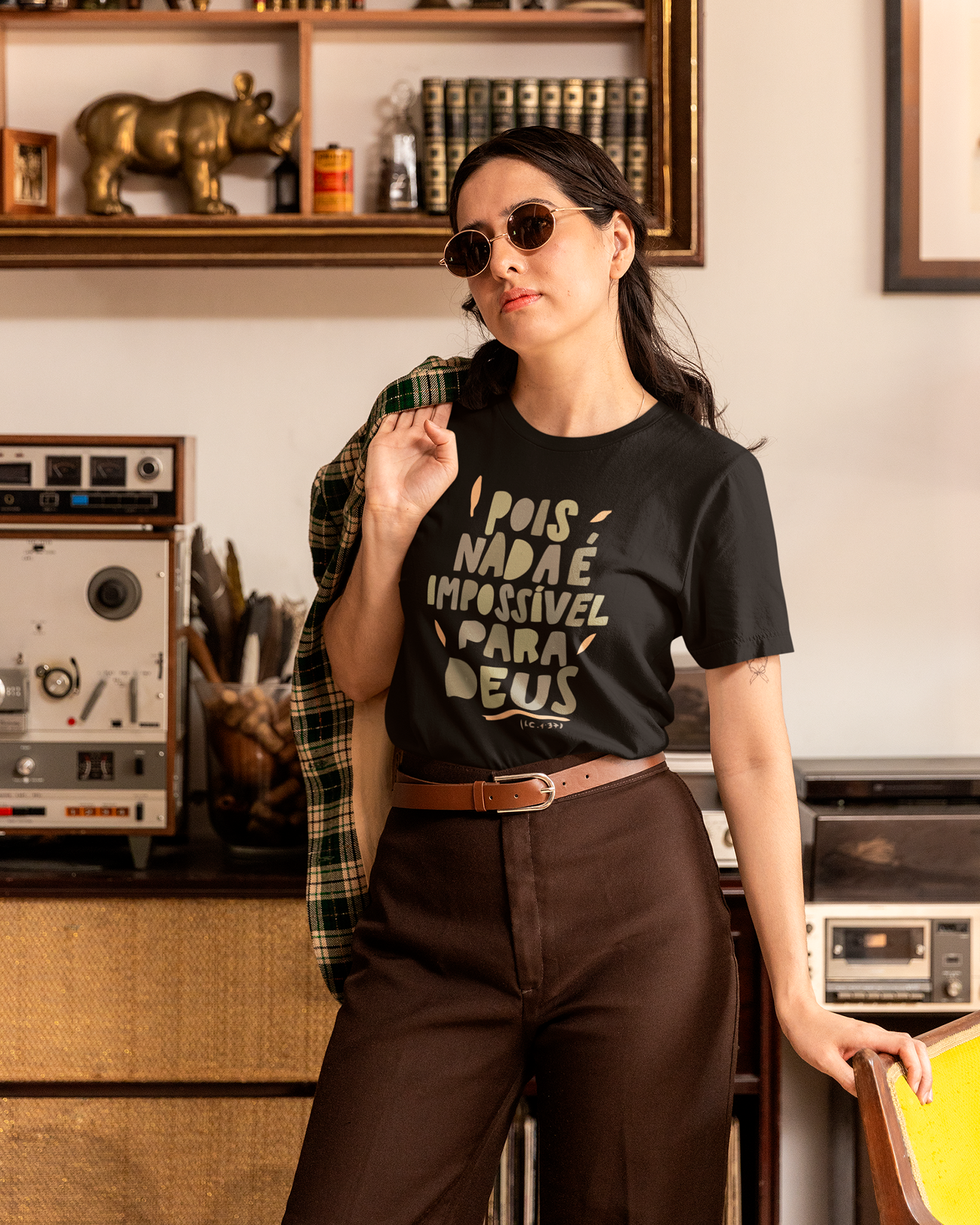 Camiseta de Algodão Pois Nada É Impossivel Para Deus