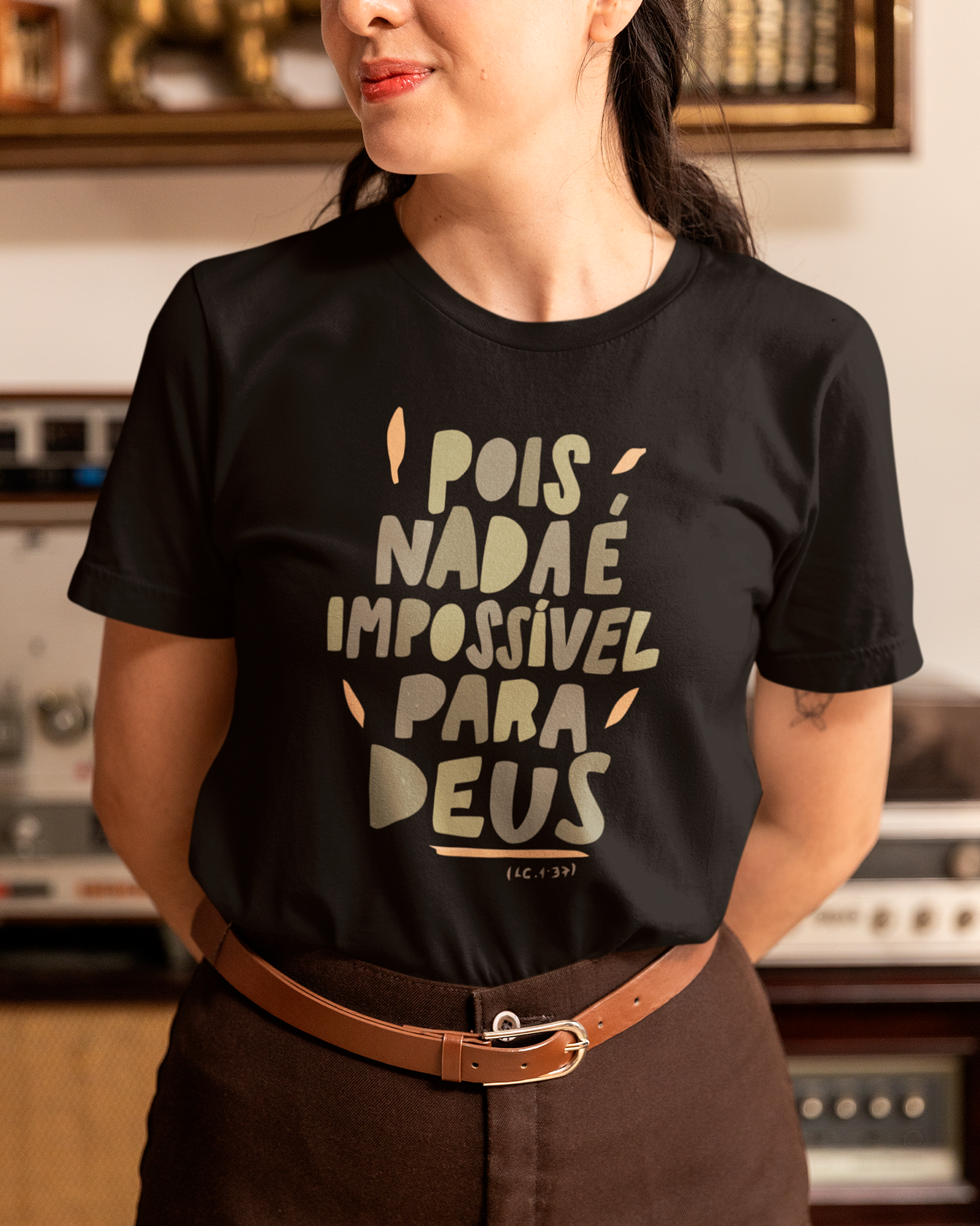 Camiseta de Algodão Pois Nada É Impossivel Para Deus