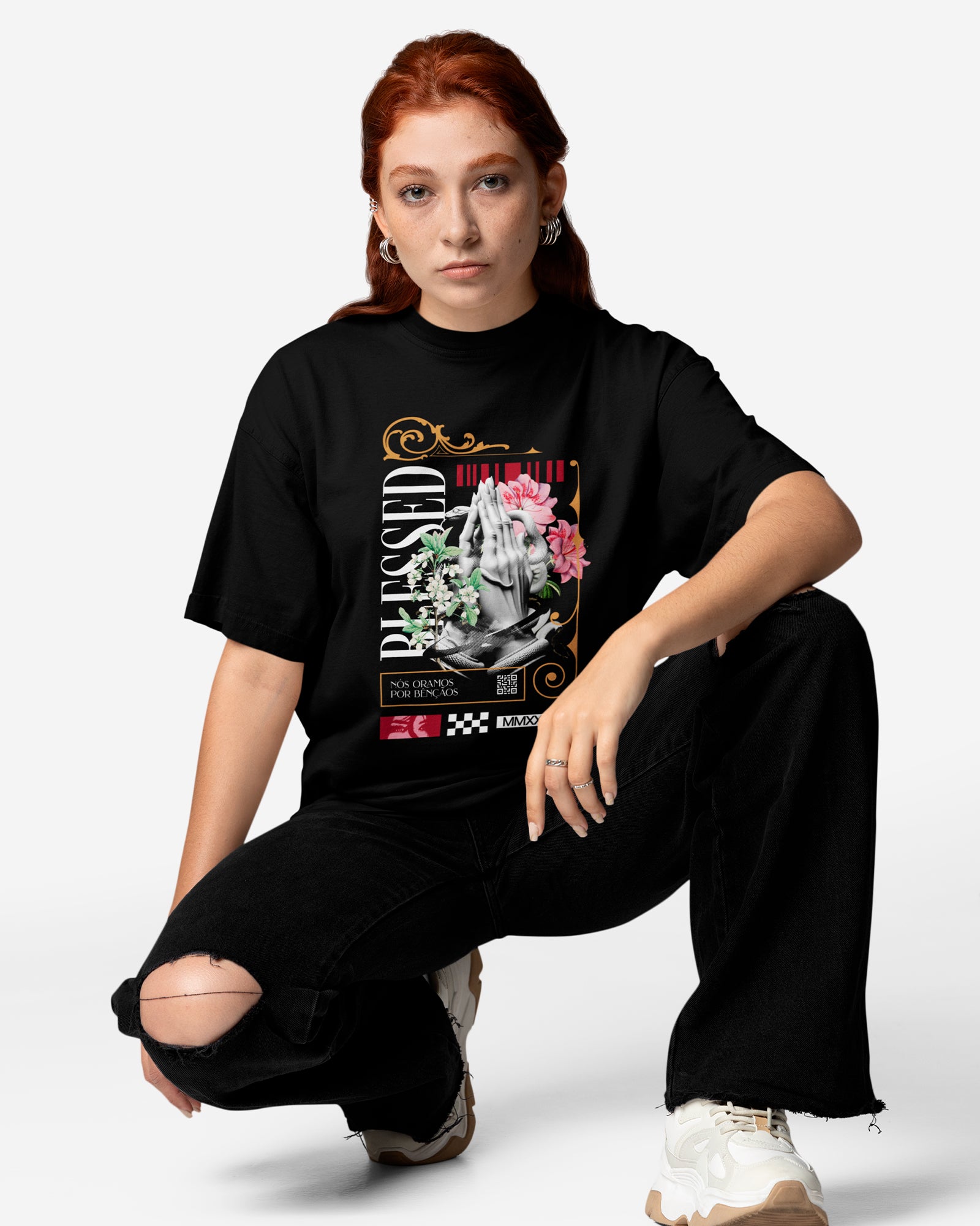 Camiseta de Algodão Nós Oramos Por Bençãos