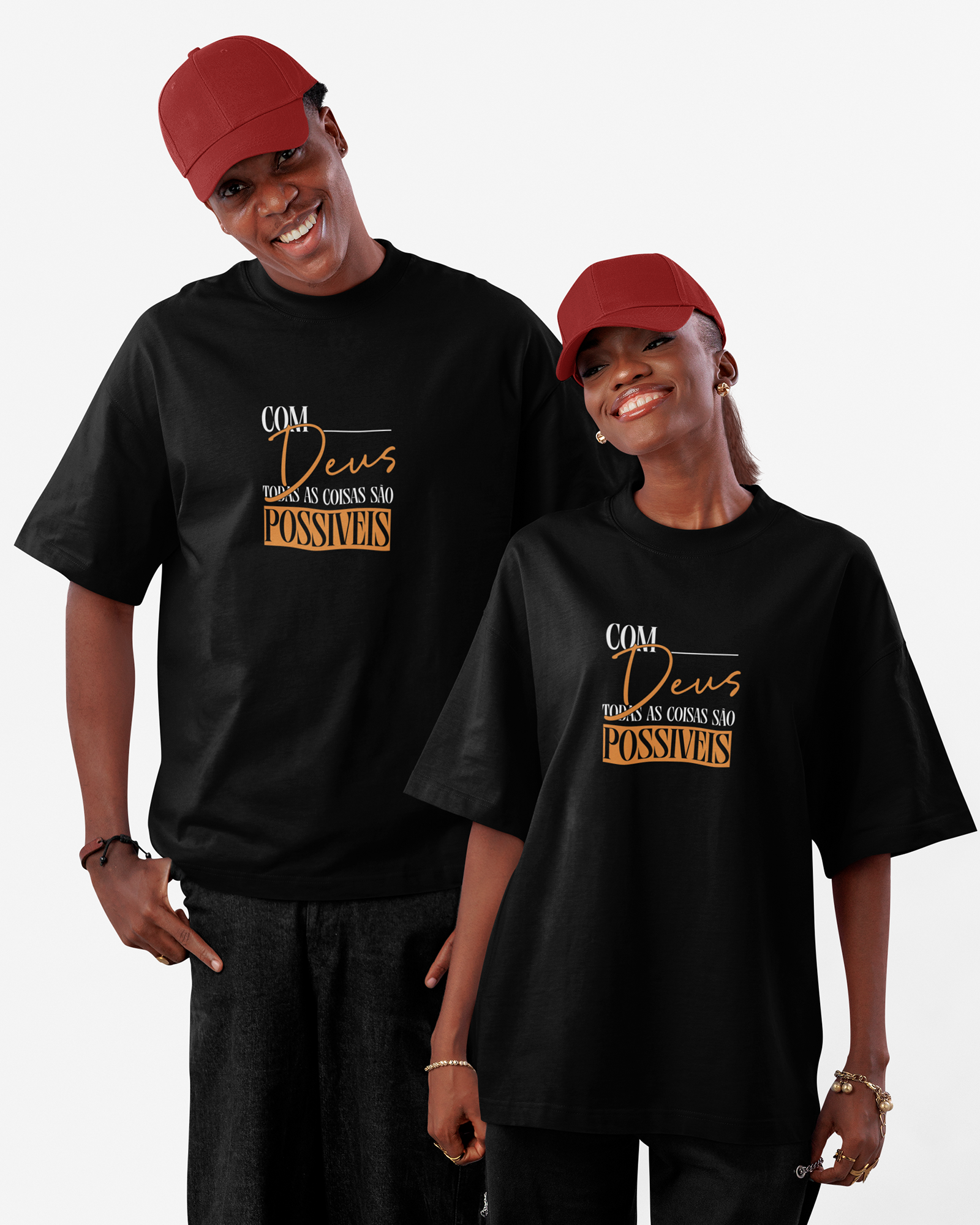 Camiseta de Algodão Com Deus Todas As Coisas São Possiveis