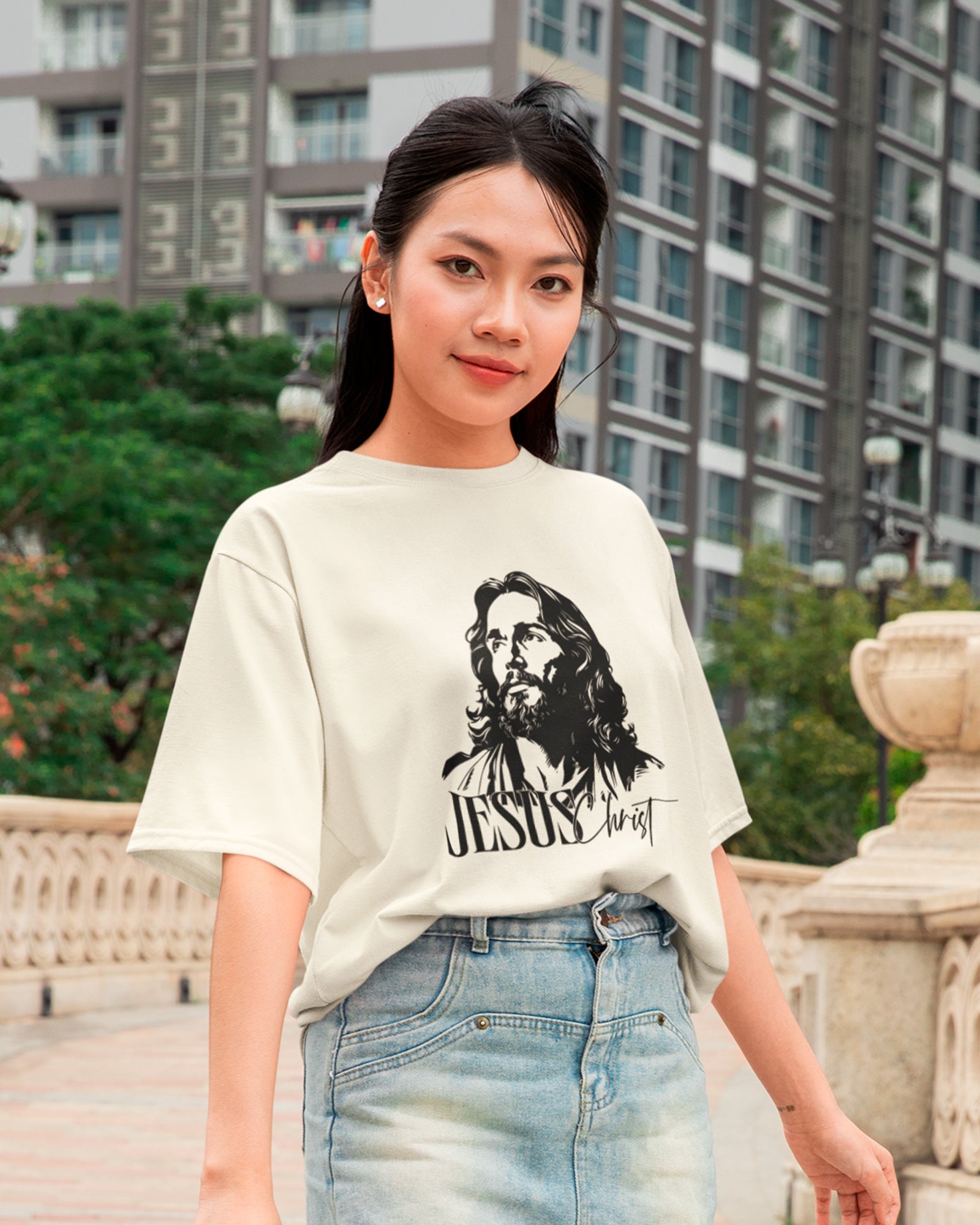 Camiseta de Algodão Face De Jesus