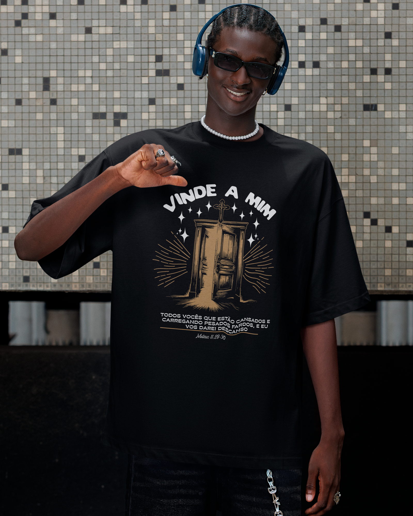 Camiseta de Algodão Vinde A Mim