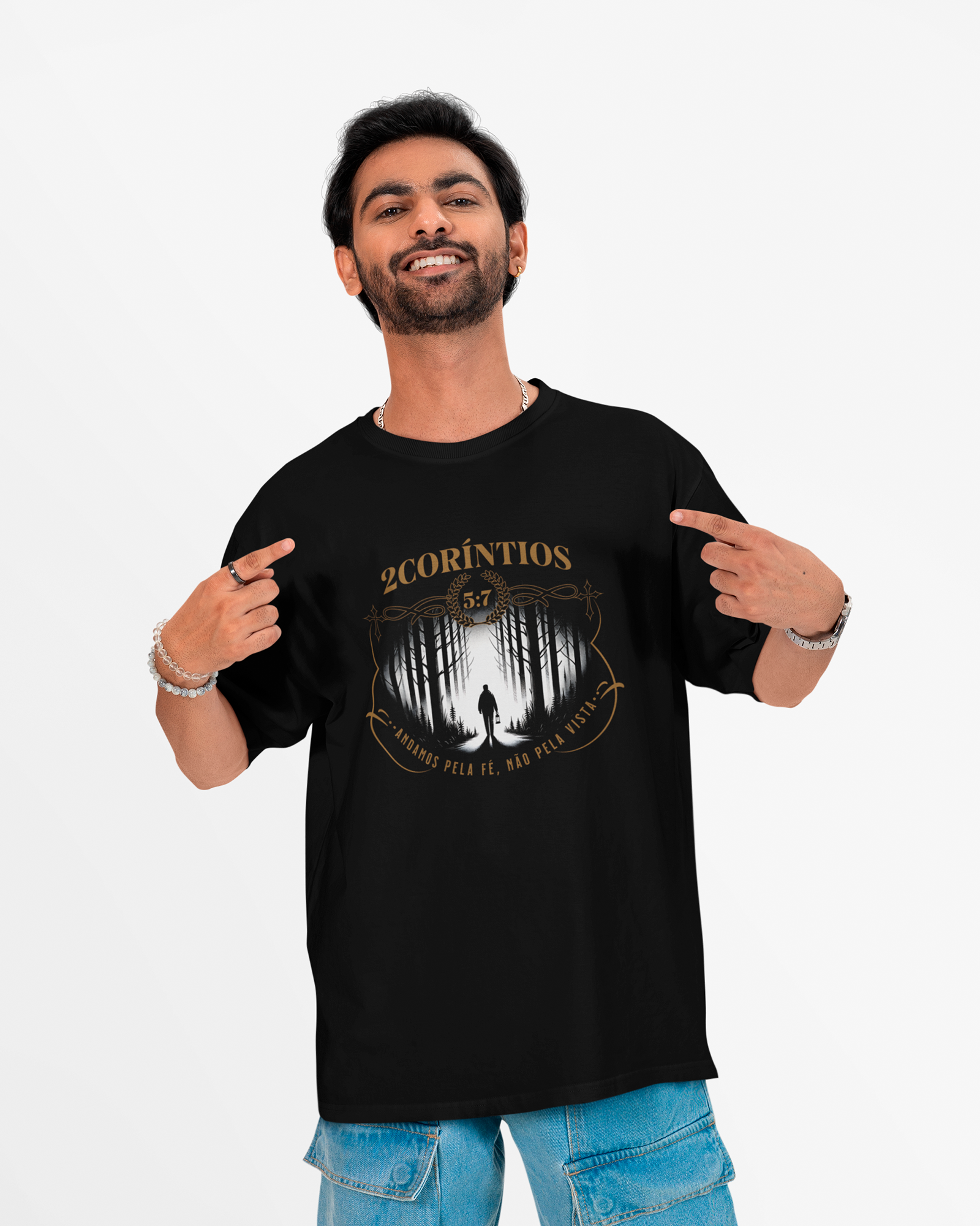 Camiseta de Algodão Andamos Pela Fé