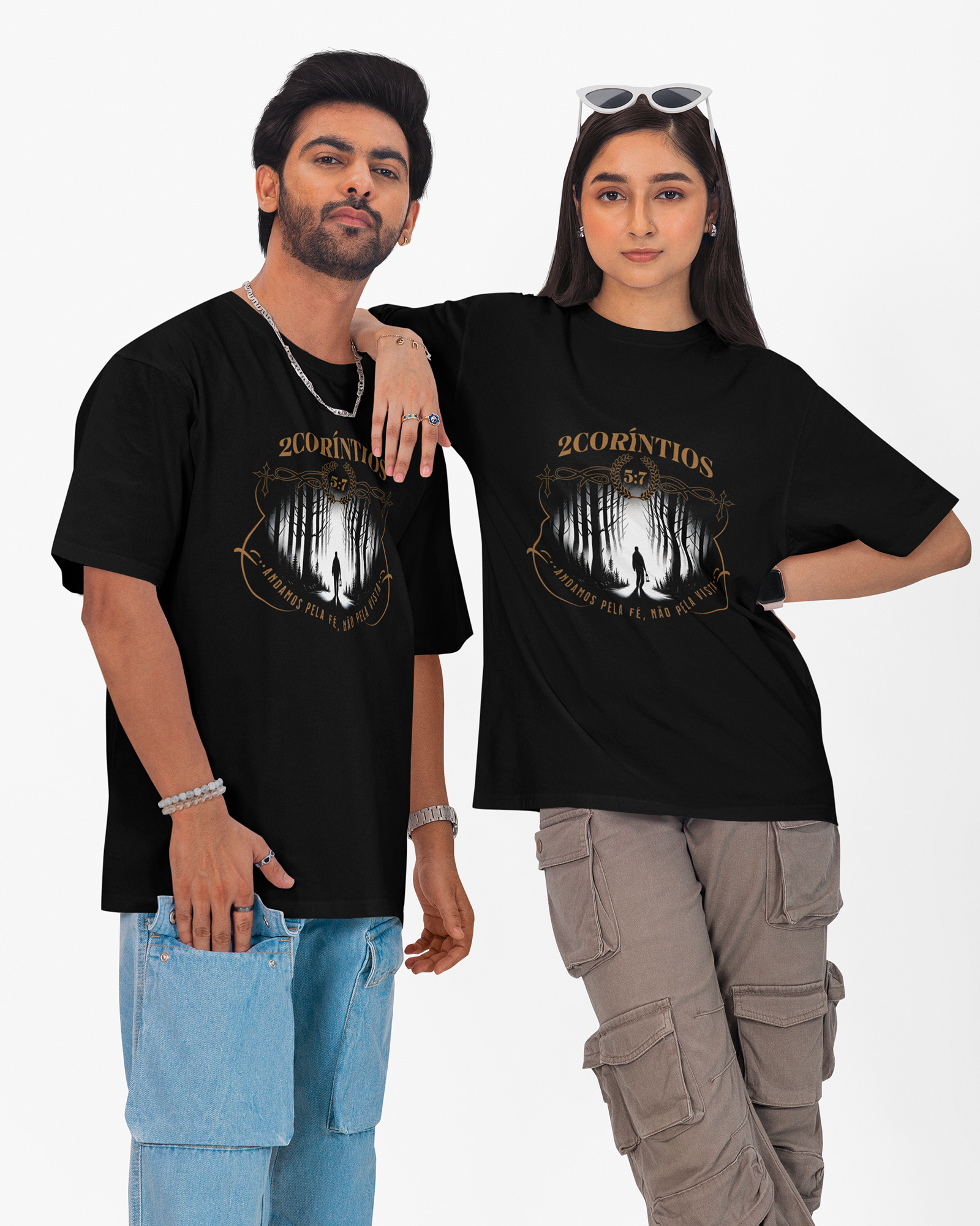 Camiseta de Algodão Andamos Pela Fé