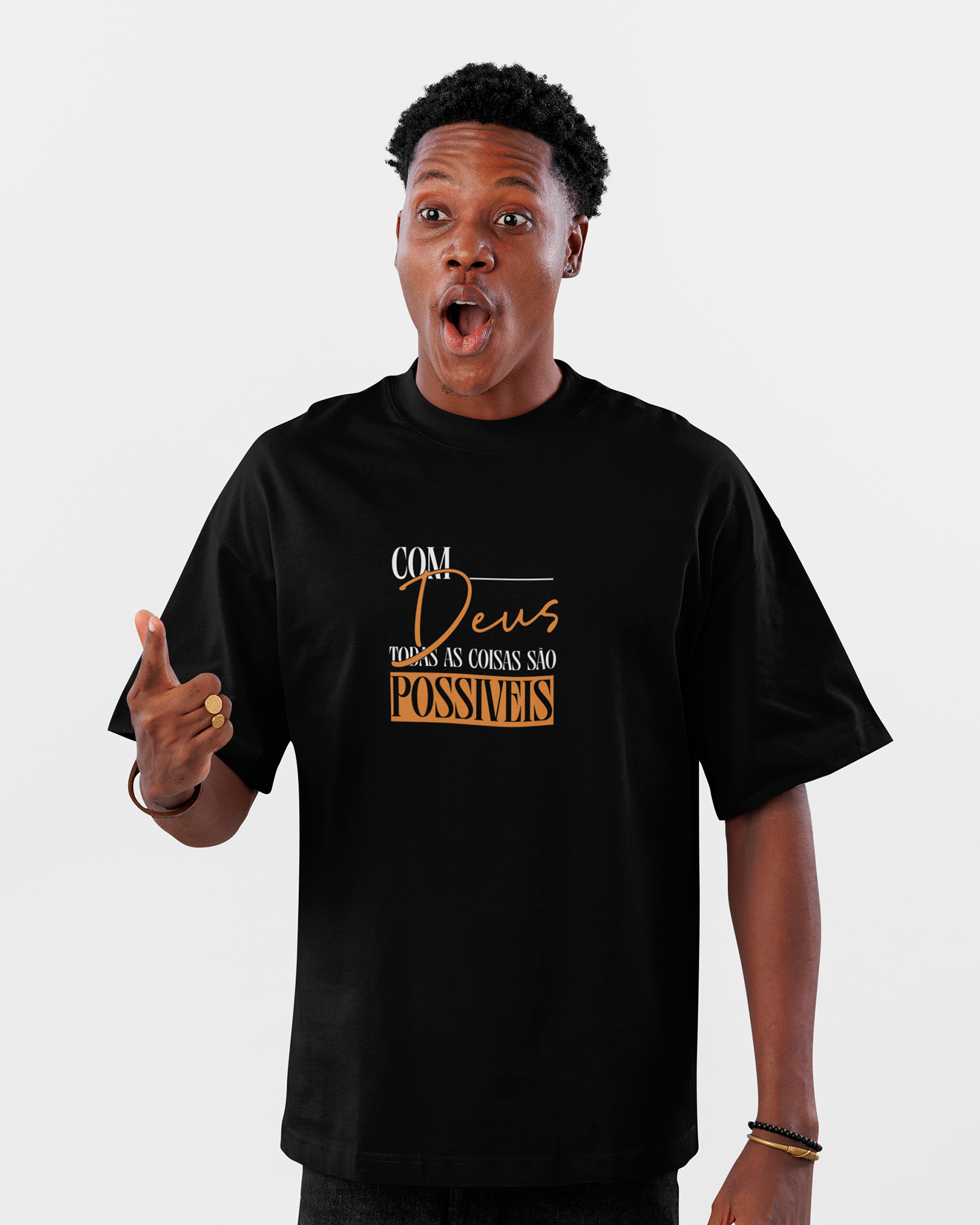 Camiseta de Algodão Com Deus Todas As Coisas São Possiveis