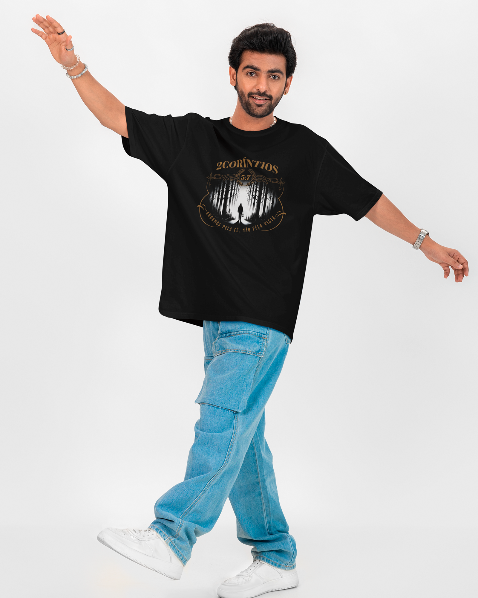 Camiseta de Algodão Andamos Pela Fé