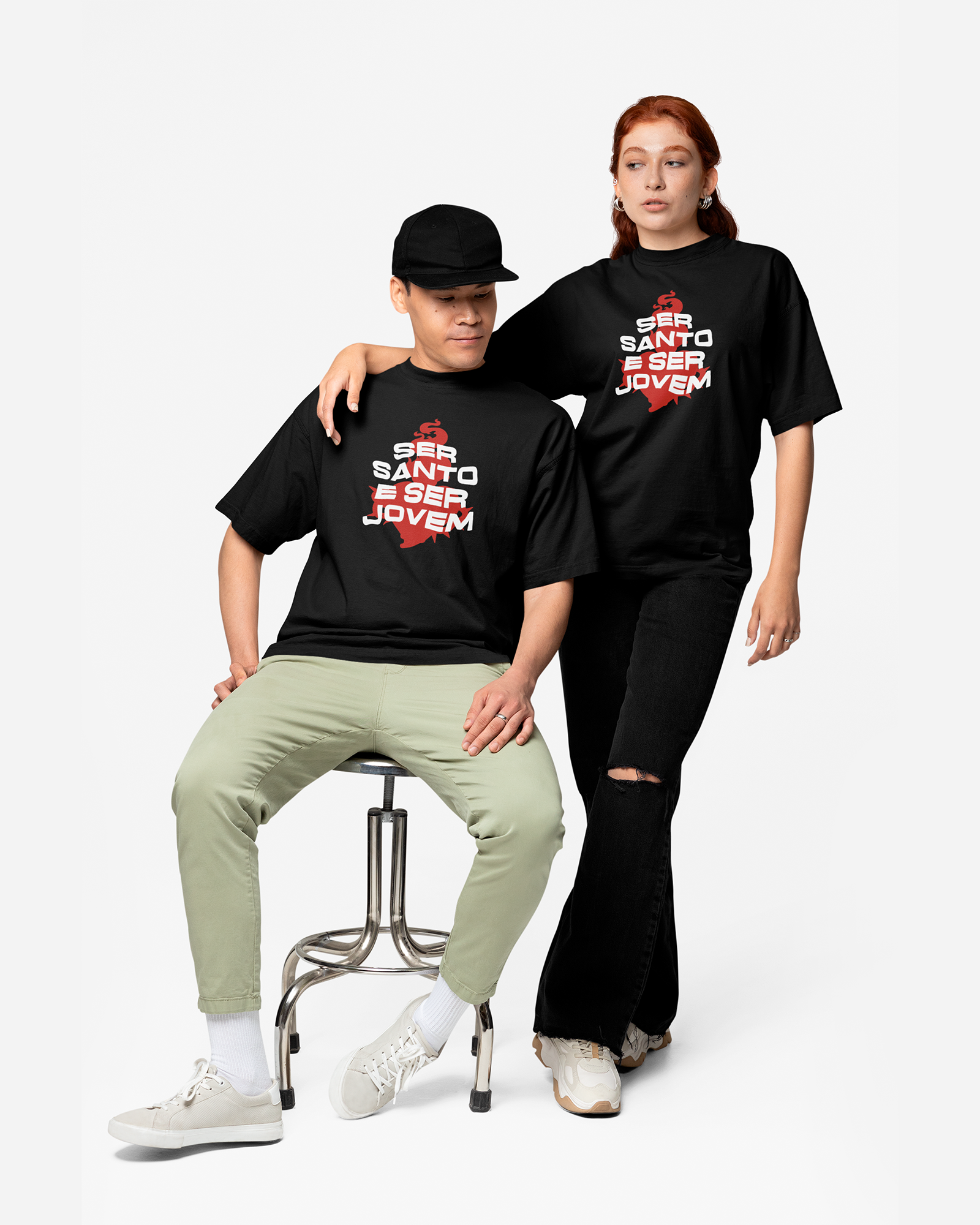 Camiseta de Algodão Ser Santo E Ser Jovem