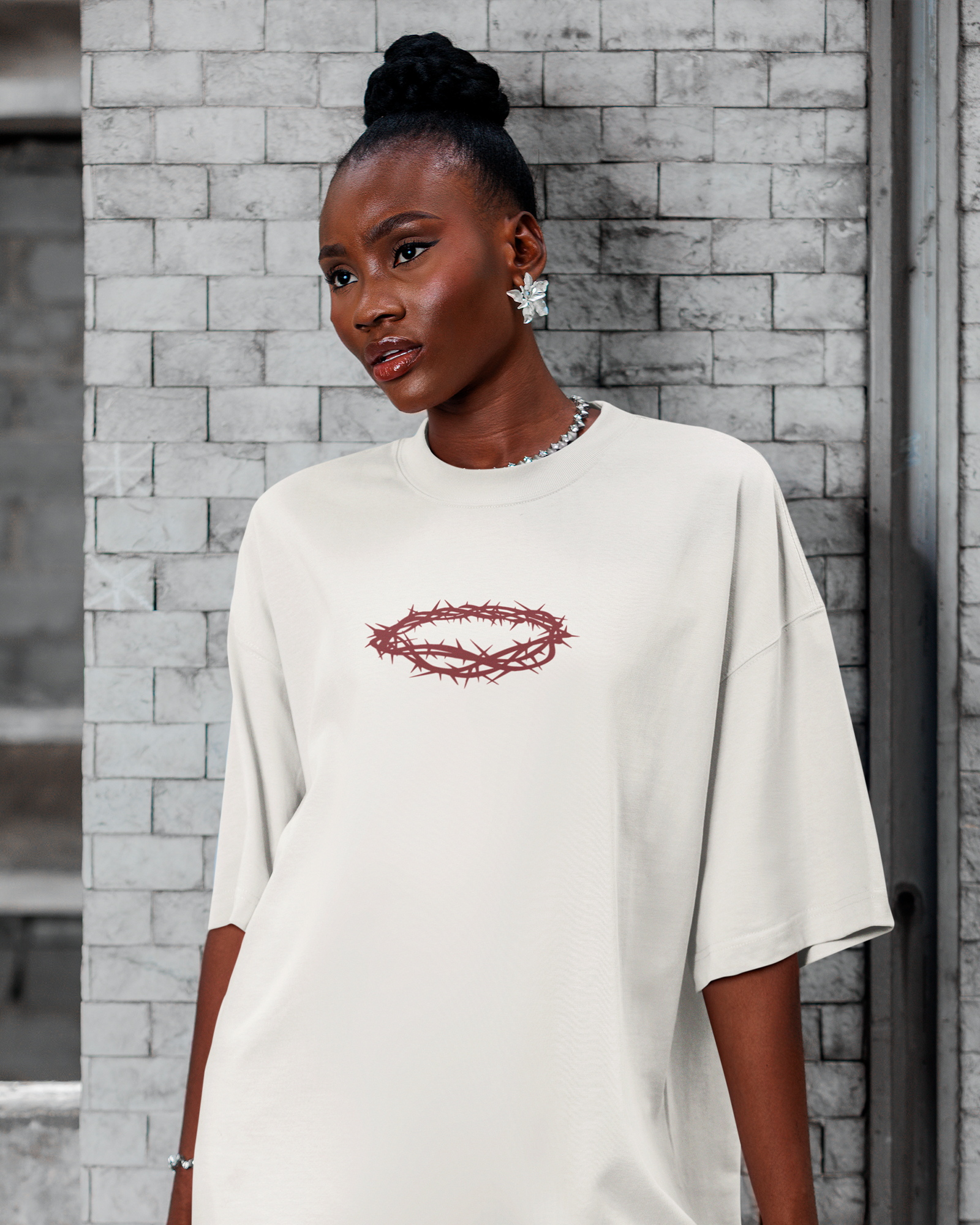 Camiseta de Algodão Coroa De Espinhos