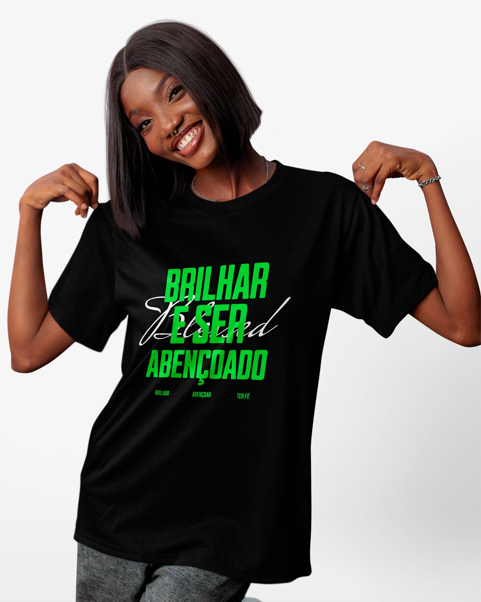 Camiseta de Algodão Brilhar E Ser Abençoado