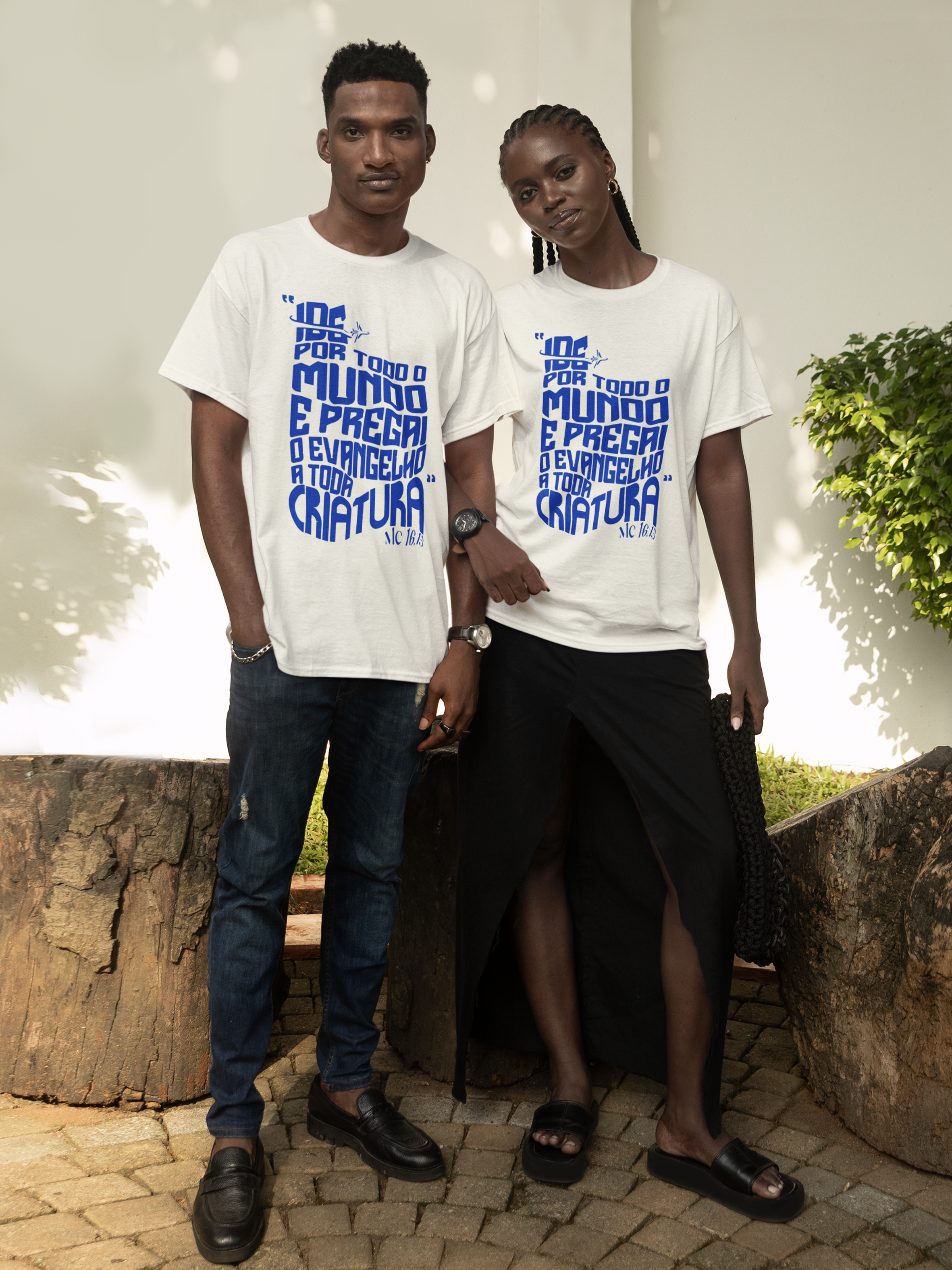 Camiseta de Algodão Ide Por Todo O Mundo E Pregai