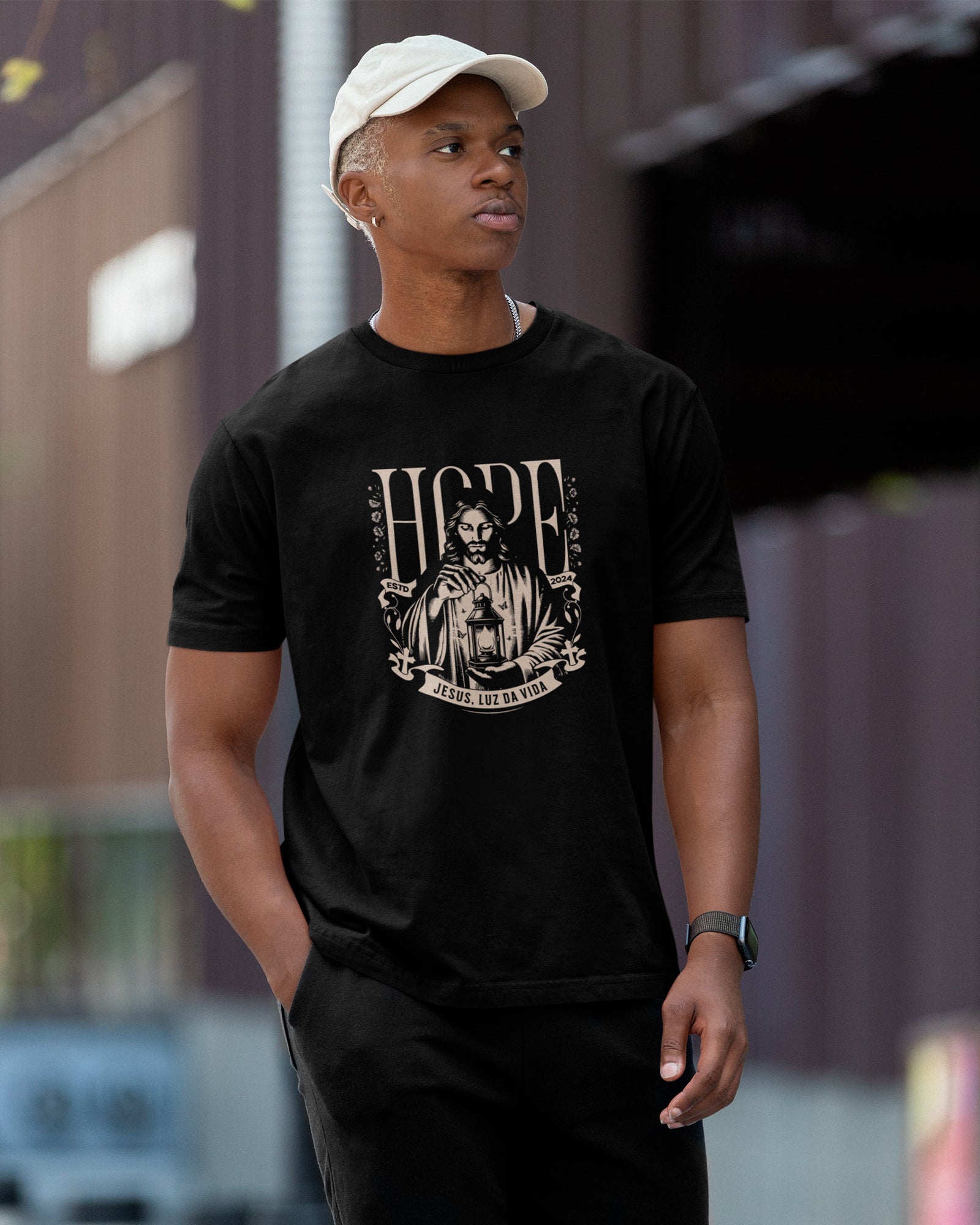 Camiseta de Algodão Jesus Luz Da Vida