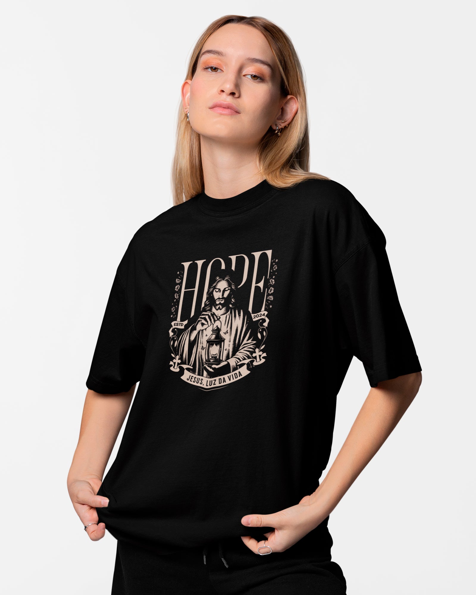 Camiseta de Algodão Jesus Luz Da Vida
