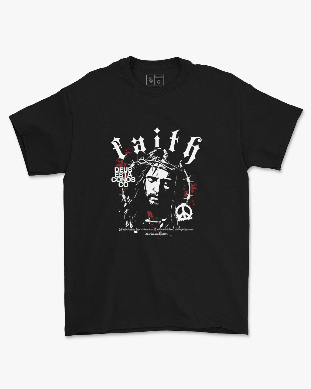 Camiseta de Algodão Deus Esta Conosco