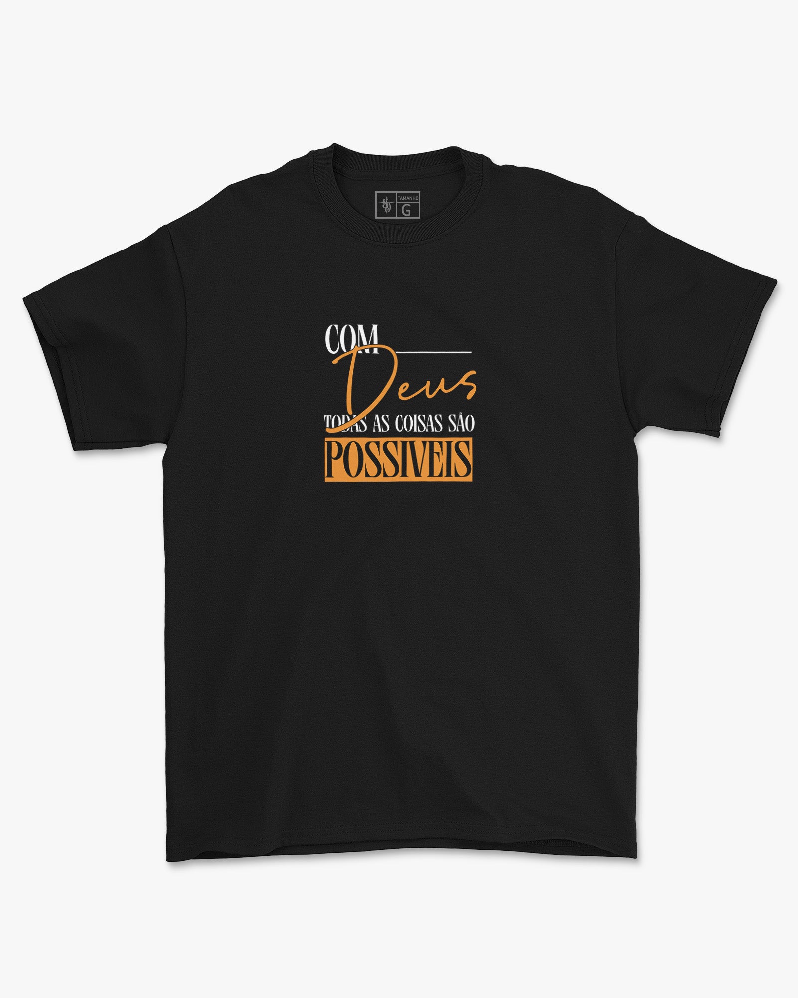 Camiseta de Algodão Com Deus Todas As Coisas São Possiveis