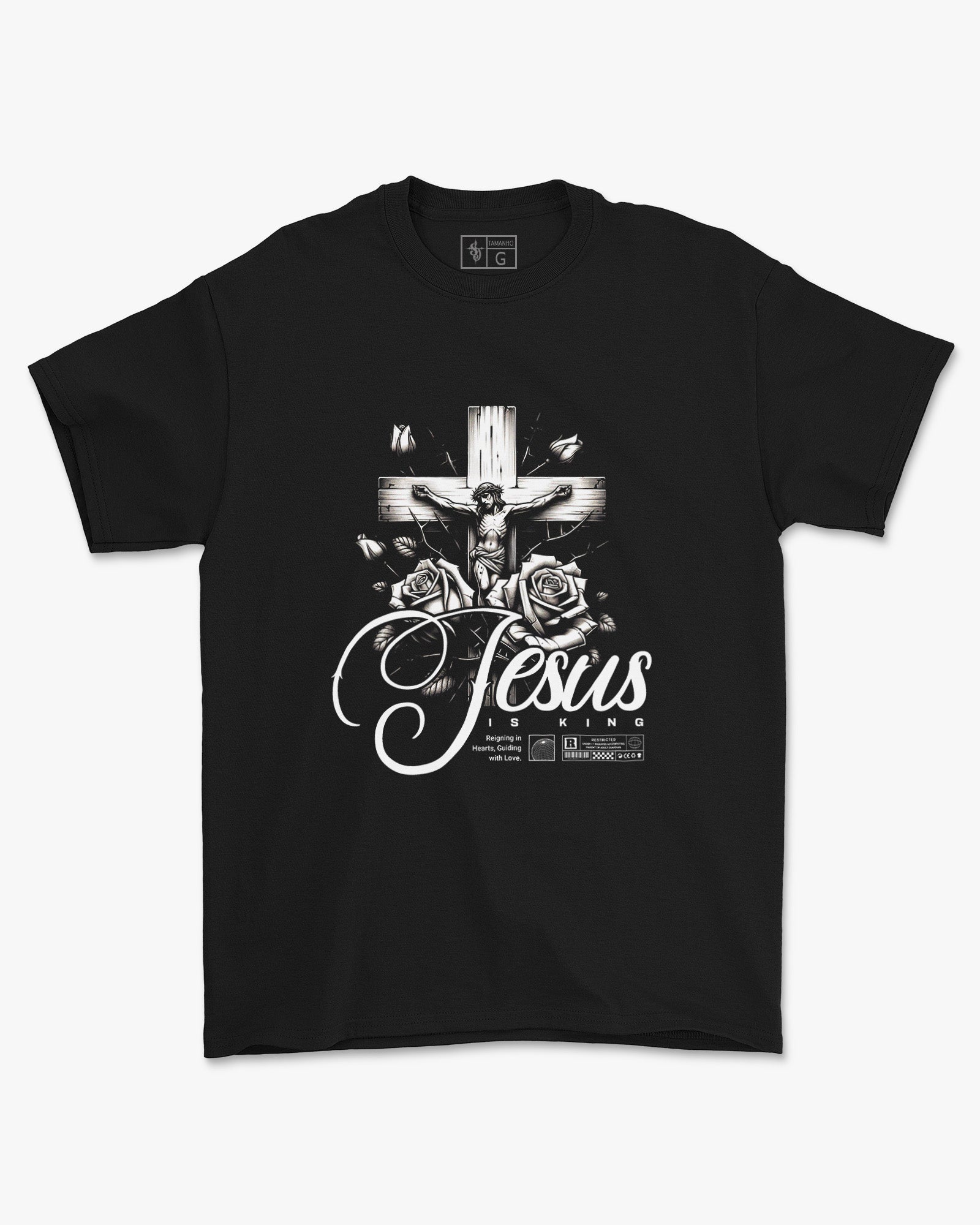 Camiseta de Algodão Cruz E Rosas