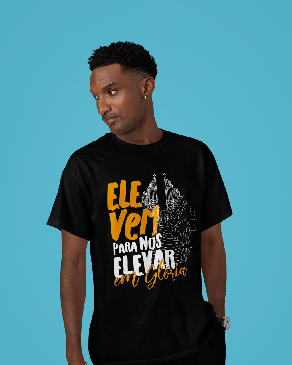Camiseta de Algodão Ele Vem Para Nos Elevar