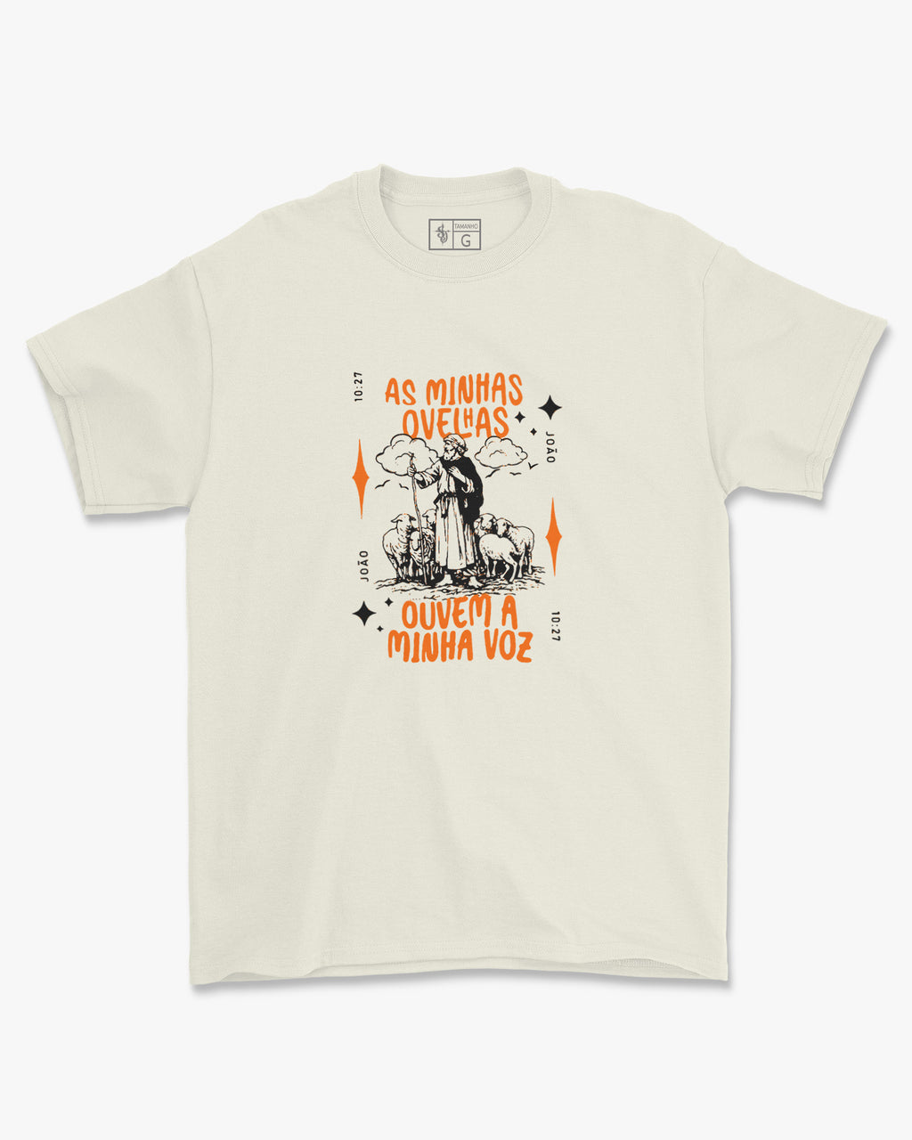 Camiseta de Algodão As Minhas Ovelhas Ouvem Minha Voz