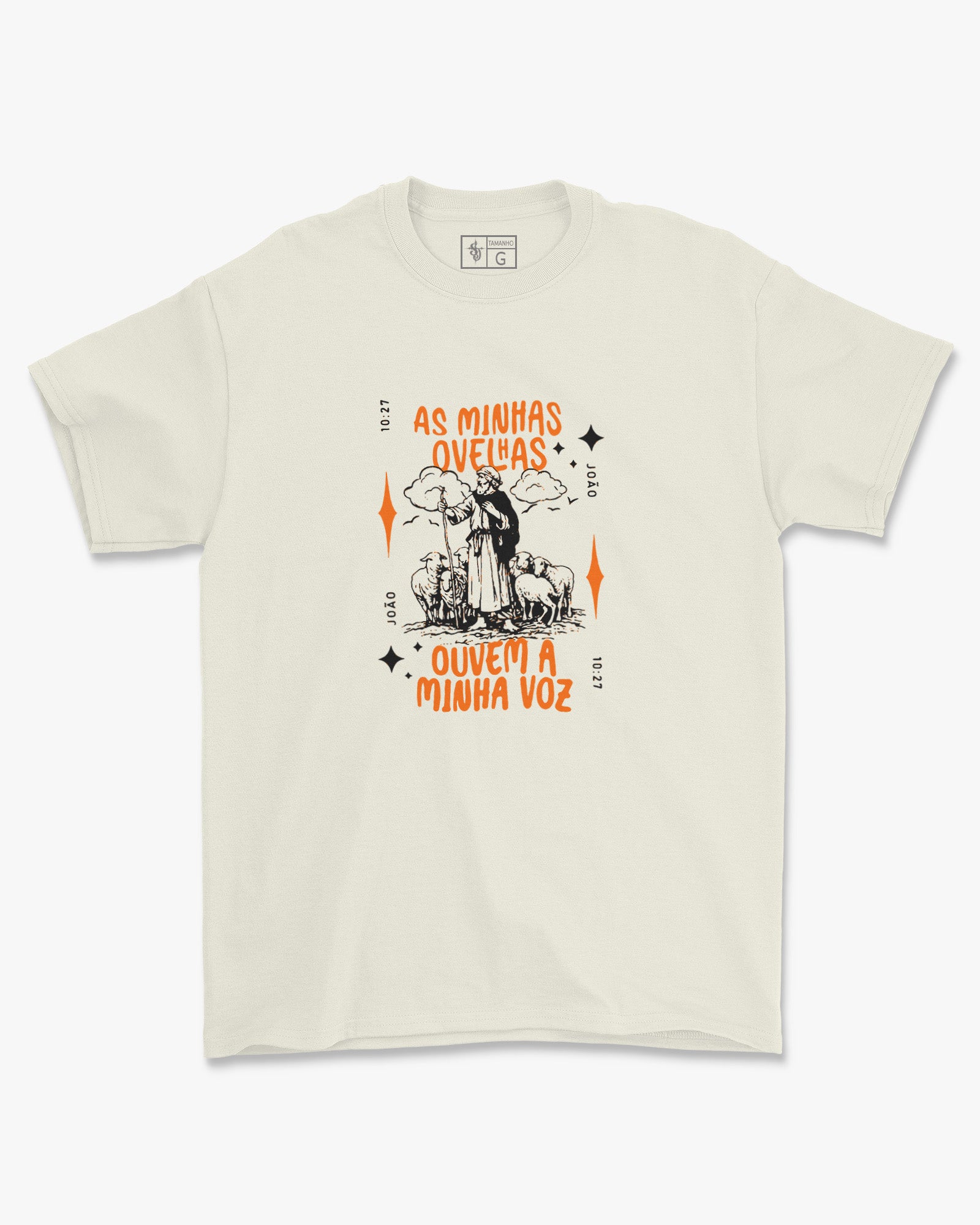 Camiseta de Algodão As Minhas Ovelhas Ouvem Minha Voz