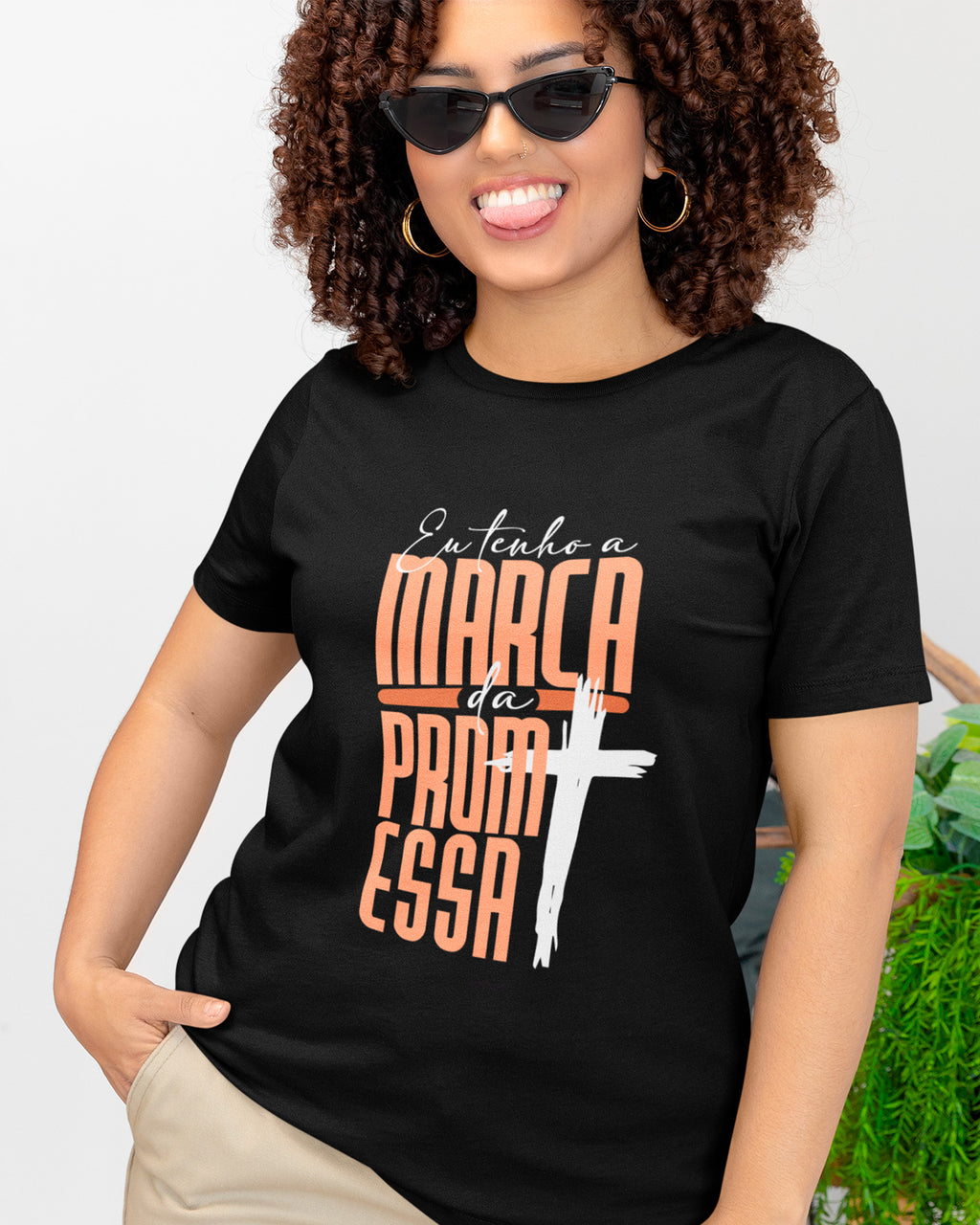 Camiseta de Algodão Eu Tenho A Marca Da Promessa