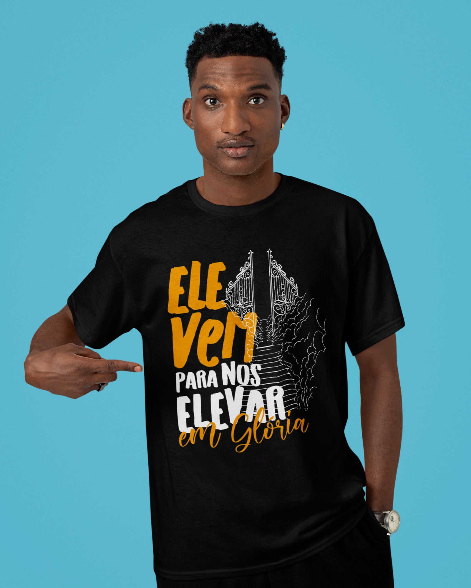 Camiseta de Algodão Ele Vem Para Nos Elevar