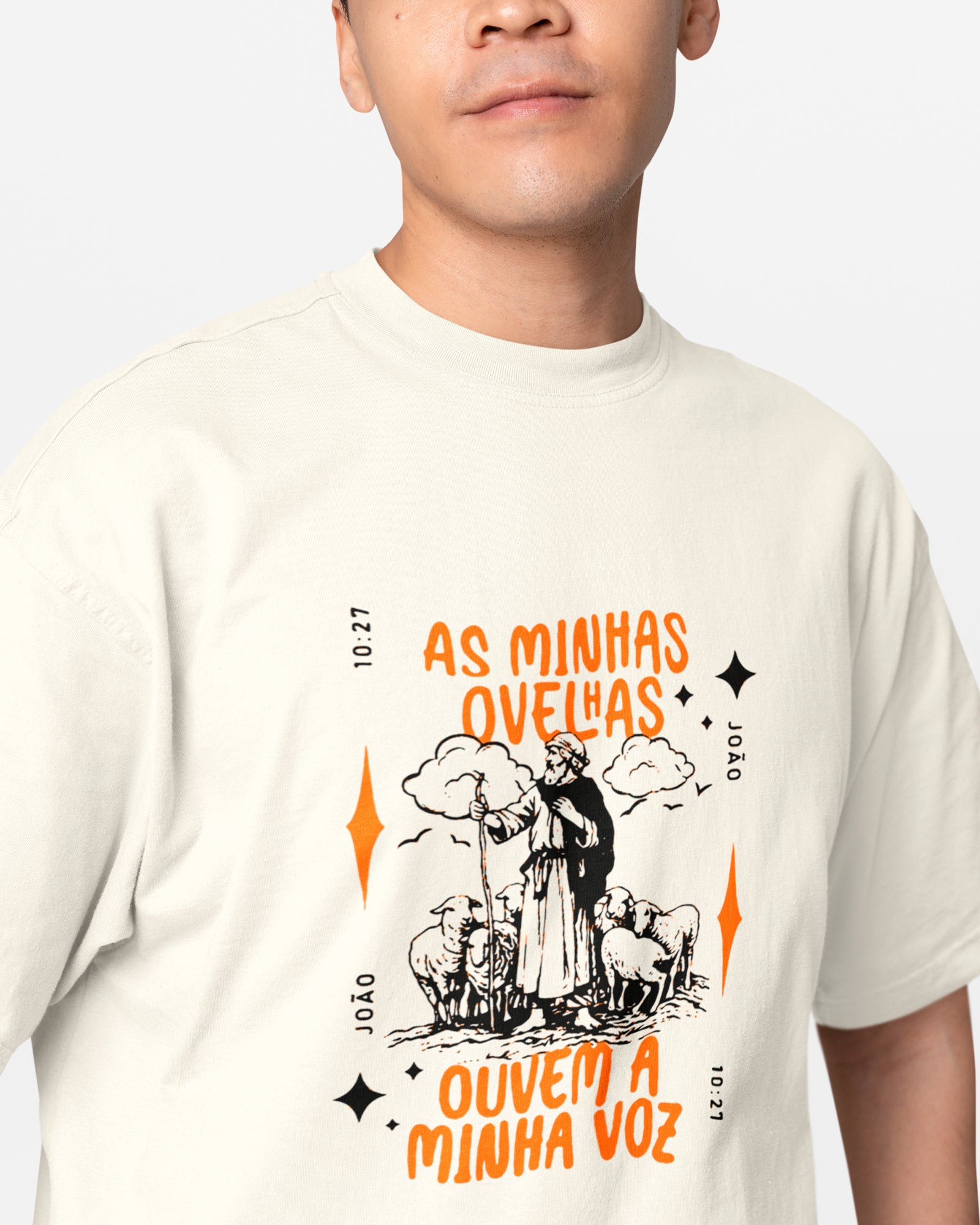 Camiseta de Algodão As Minhas Ovelhas Ouvem Minha Voz