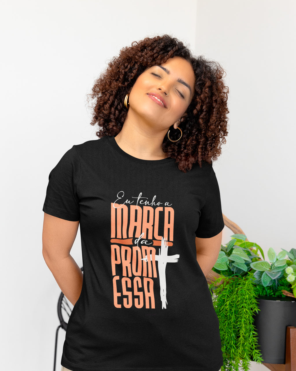 Camiseta de Algodão Eu Tenho A Marca Da Promessa