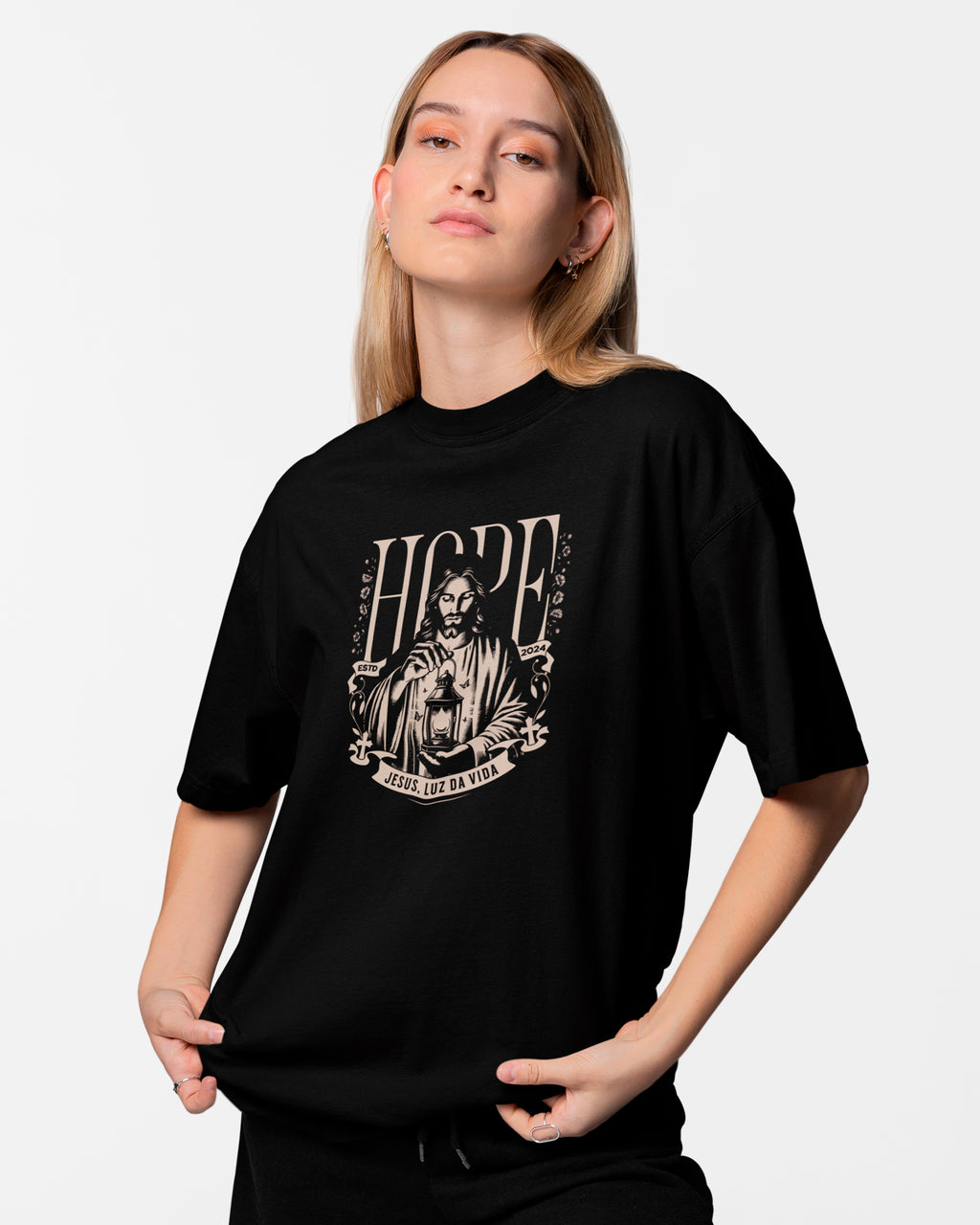 Camiseta de Algodão Jesus Luz Da Vida